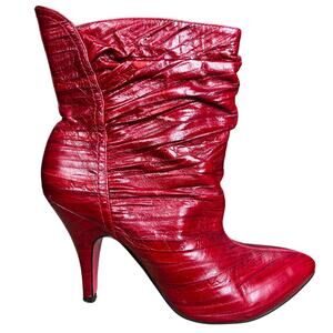 Jeffrey Campbell Ibiza Last Knife Red Leather Stiletto Ankle Boot Size US 7